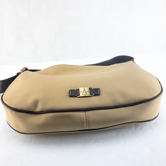 Anne Klein Handbag Brown Medium Khaki Canvas Messenger Shoulder bag Purse - Picture 1 of 10